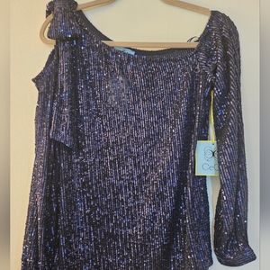 Navy blue sequins top